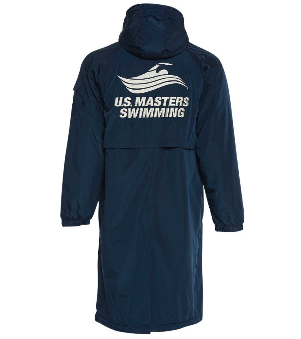 U.s. Masters Swimming Usms Comfort Fleece-Lined Swim Parka - Navy Shell / White Logo Large Coat Polyester - Swimoutlet.com