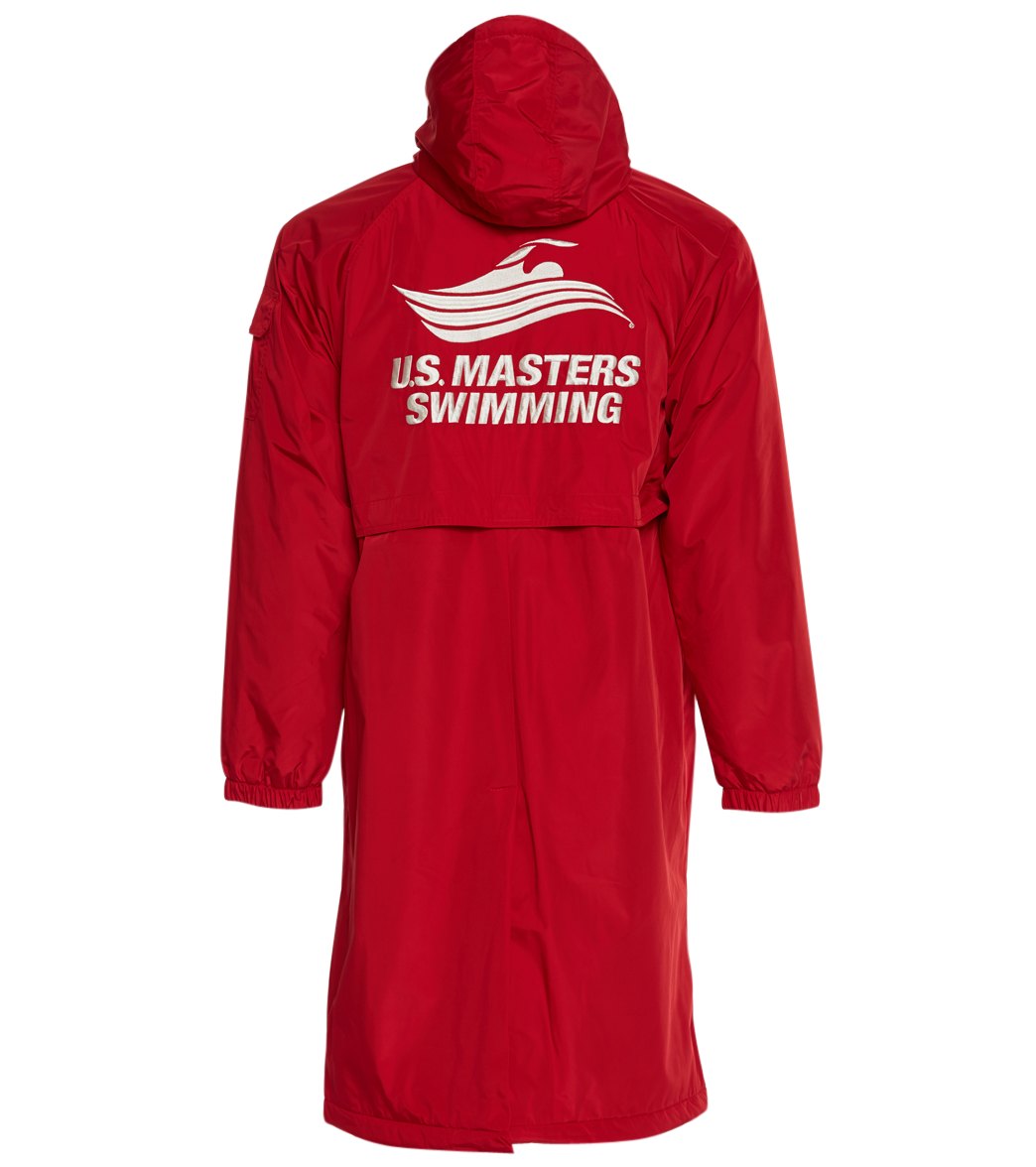 U.s. Masters Swimming Usms Comfort Fleece-Lined Swim Parka - Red Shell / White Logo Small Coat Polyester - Swimoutlet.com