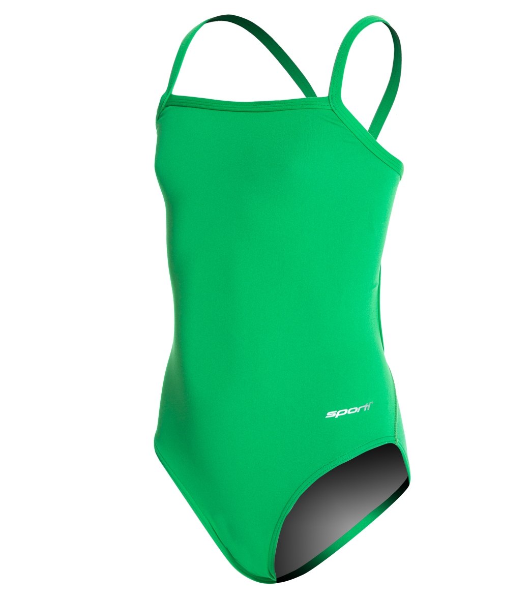 Sporti Poly Pro Solid Thin Strap One Piece Swimsuit Youth at
