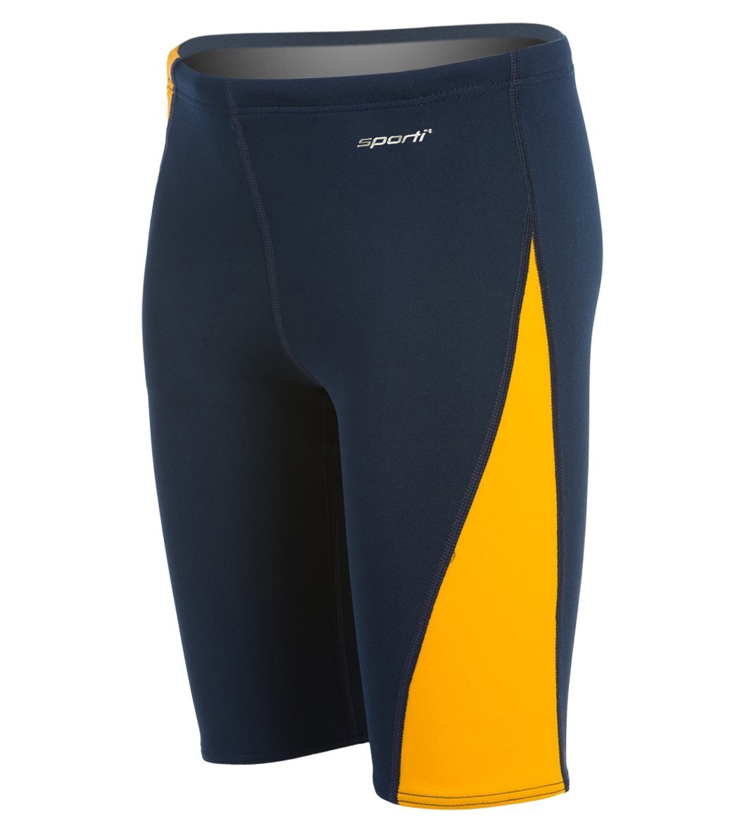 Sporti Poly Pro Splice Jammer Swimsuit Youth 22-28 - Navy/Gold 22Y Polyester/Pbt/Spandex - Swimoutlet.com
