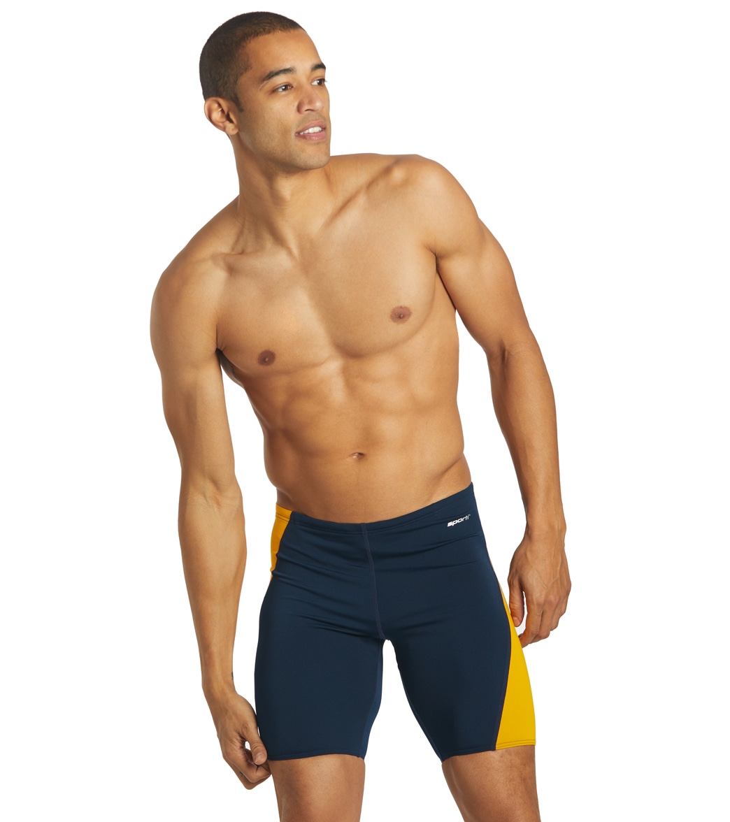 Sporti Poly Pro Splice Jammer Swimsuit - Navy/Gold 26 Polyester/Pbt/Spandex - Swimoutlet.com