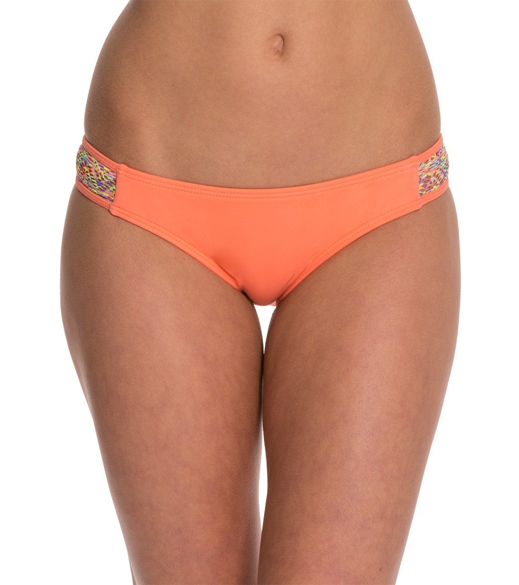 Reef Girls Solid Tab Side Bikini Bottom - Coral X-Small - Swimoutlet.com