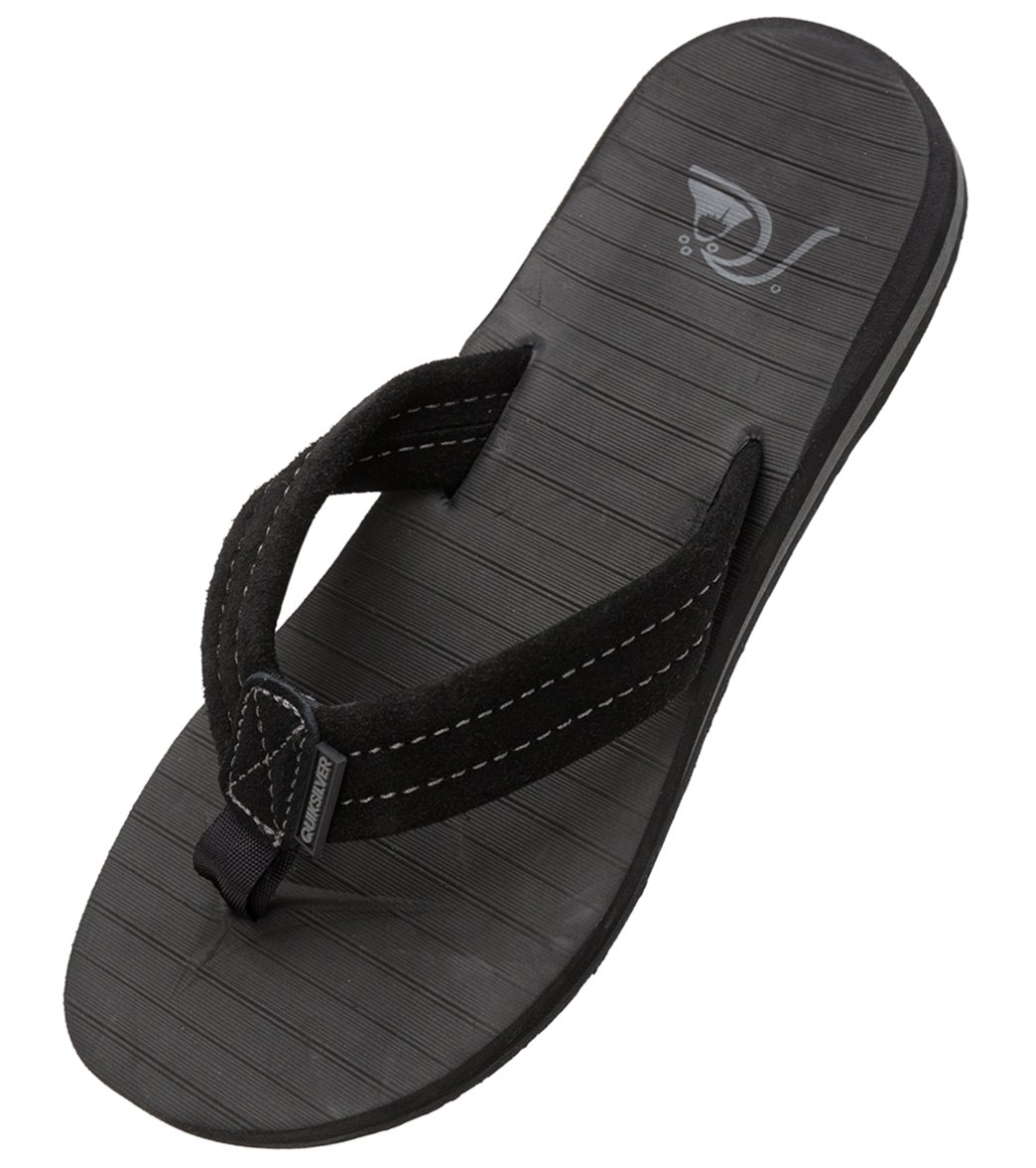 Quiksilver Carver Suede Flip Flop - Solid Black 8 - Swimoutlet.com