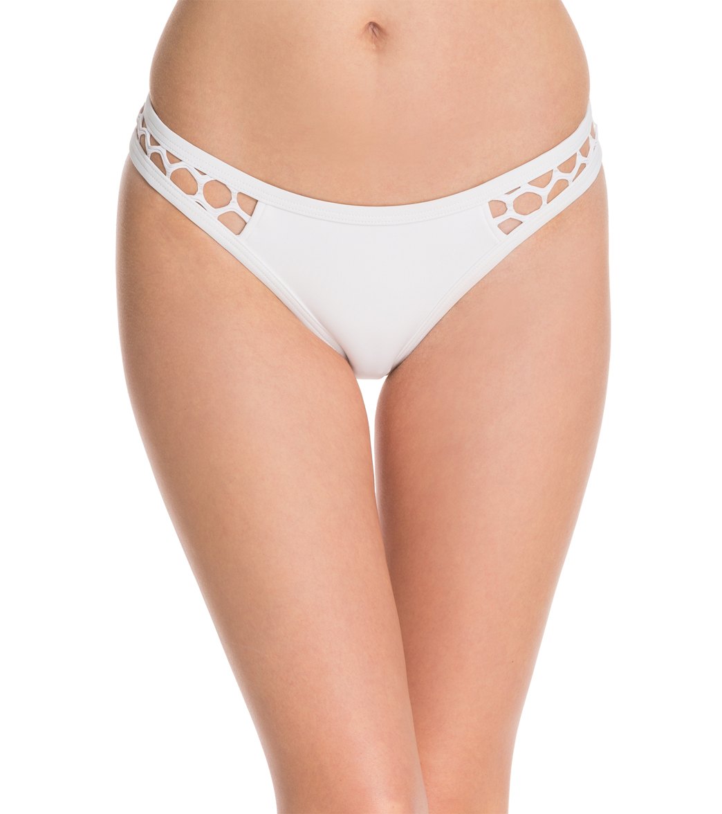 Seafolly Mesh About High Cut Brazilian Bikini Bottom - White 10 - Swimoutlet.com