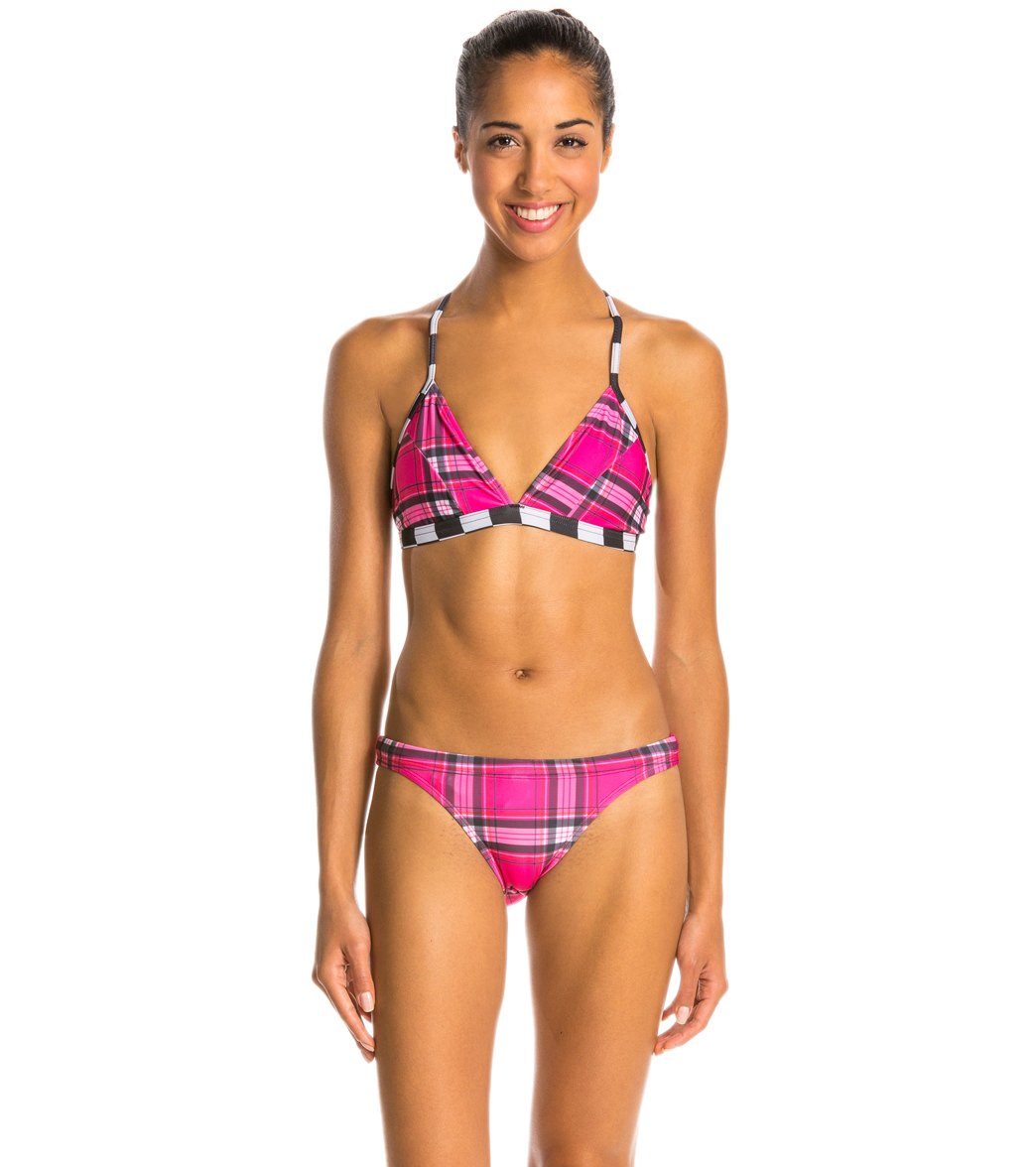 Illusions Activewear Pretty In Plaid Rebel Two Piece Swimsuit - Pink 24 Nylon/Lycra® - Swimoutlet.com