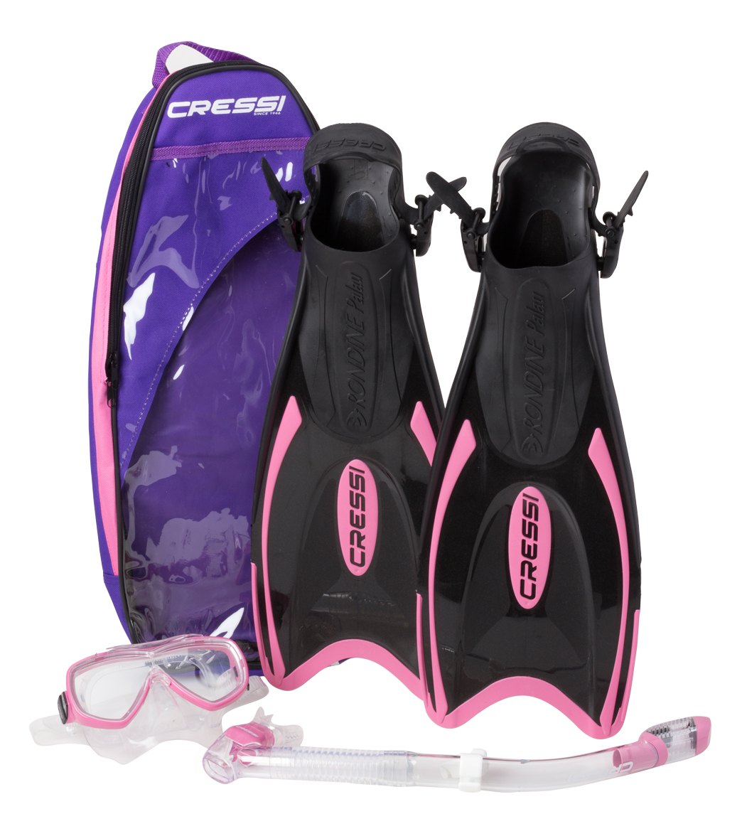 Cressi Palau Bag Mask Snorkel And Fin Set - Pink Medium/Large - Swimoutlet.com
