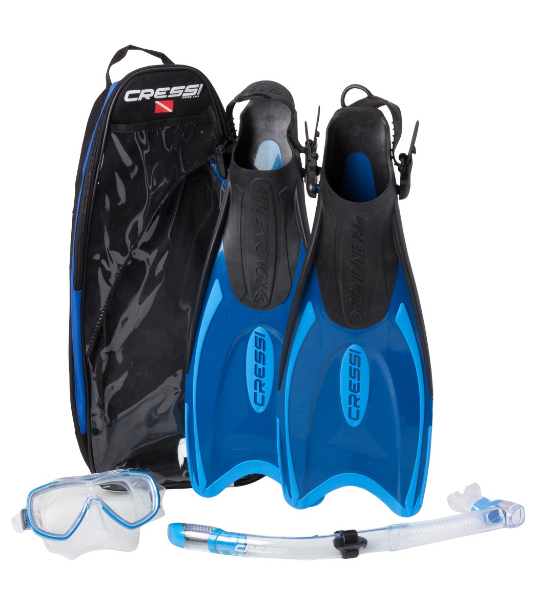 Cressi Palau Bag Mask Snorkel And Fin Set - Blue Small/Medium - Swimoutlet.com