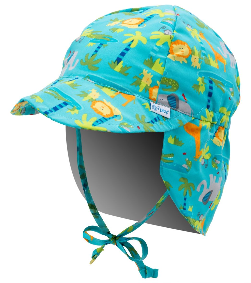 I Play. By Green Sprouts Boys' Jungle Flap Sun Protection Hat Baby - Aqua 2T-4T - Swimoutlet.com