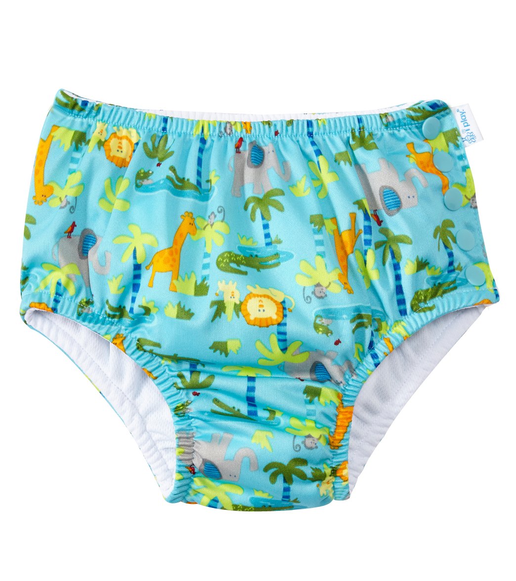 I Play. By Green Sprouts Boys' Jungle Snap Swim Diaper Baby - Aqua 12 Months - Swimoutlet.com