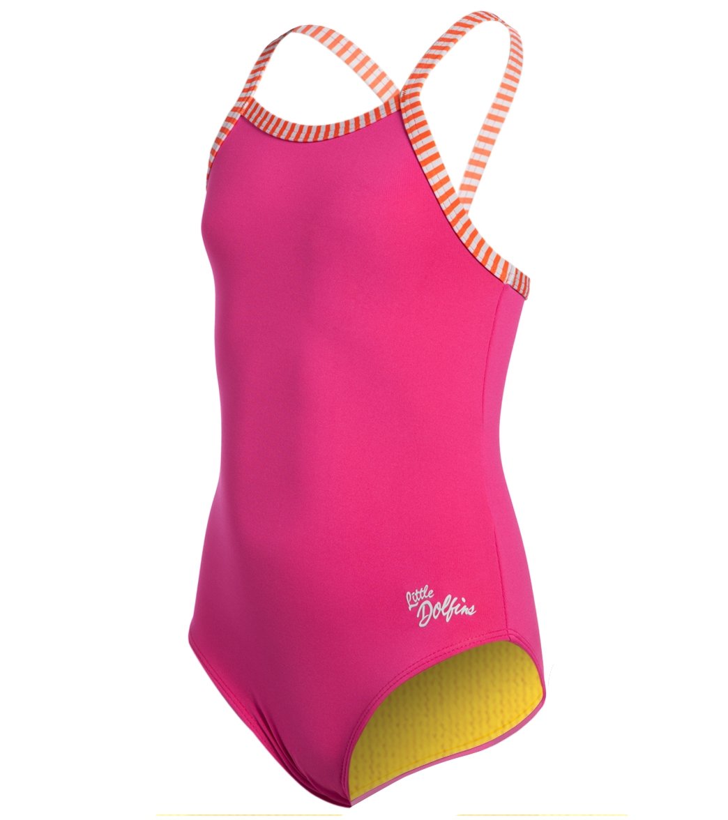 Dolfin Toddler Girls' Solid One Piece Swimsuit 2T-6X - Pink 2T - Swimoutlet.com