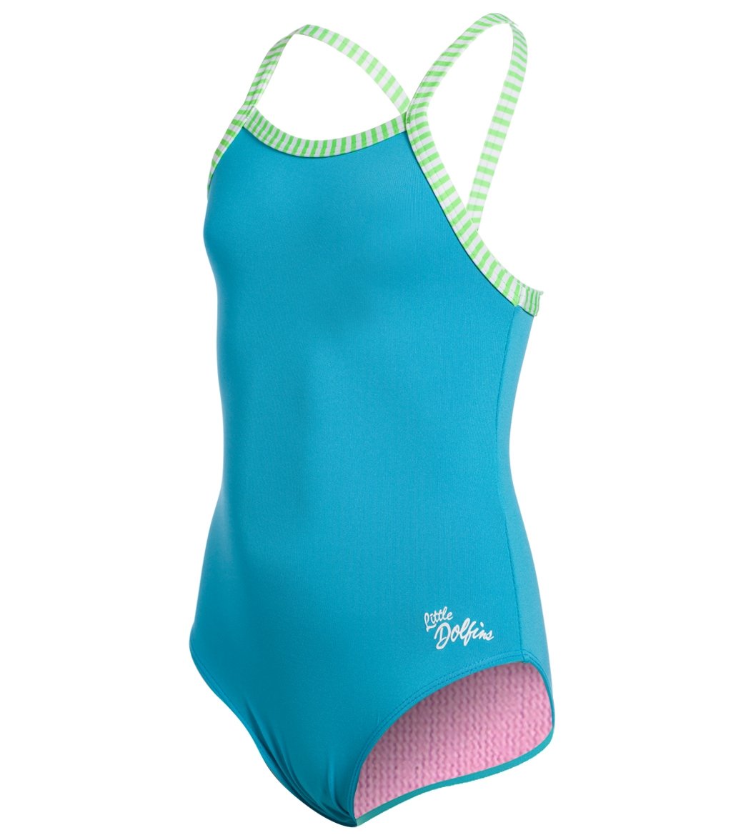 Dolfin Toddler Girls' Solid One Piece Swimsuit 2T-6X - Turquoise 2T - Swimoutlet.com