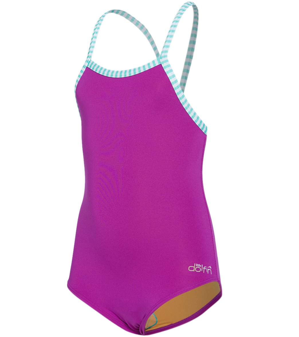Dolfin Toddler Girls' Solid One Piece Swimsuit 2T-6X - Purple 2T - Swimoutlet.com
