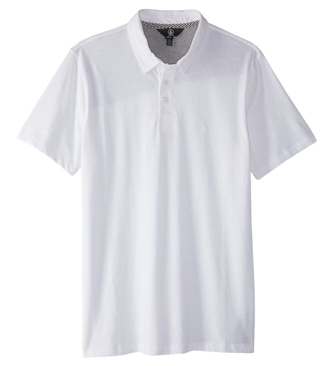 Volcom Men's Wowzer Short Sleeve Polo Shirt - White Small Cotton/Polyester - Swimoutlet.com