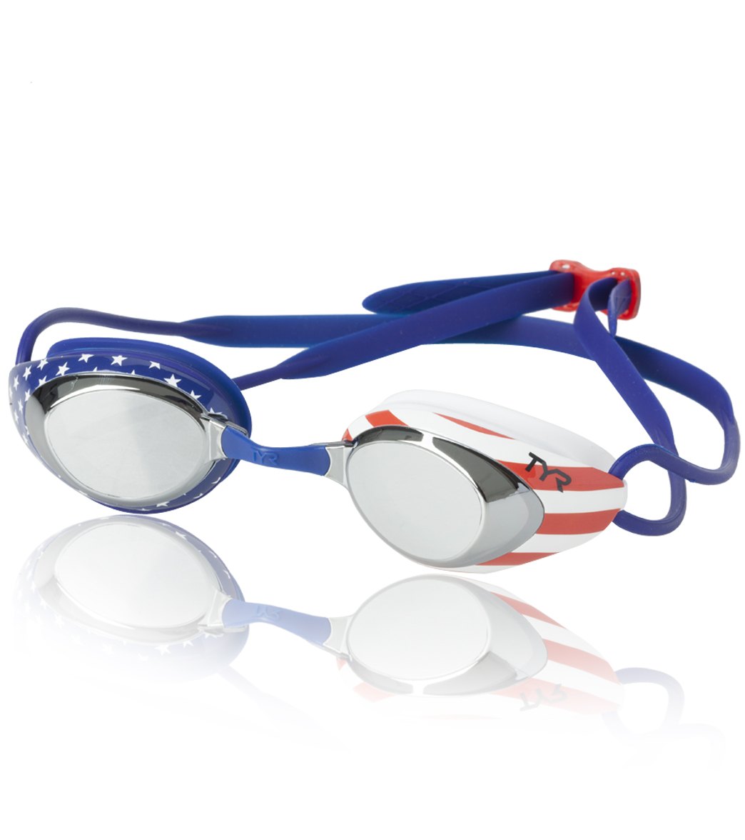 TYR Black Hawk Racing Mirrored USA Performance Goggle at