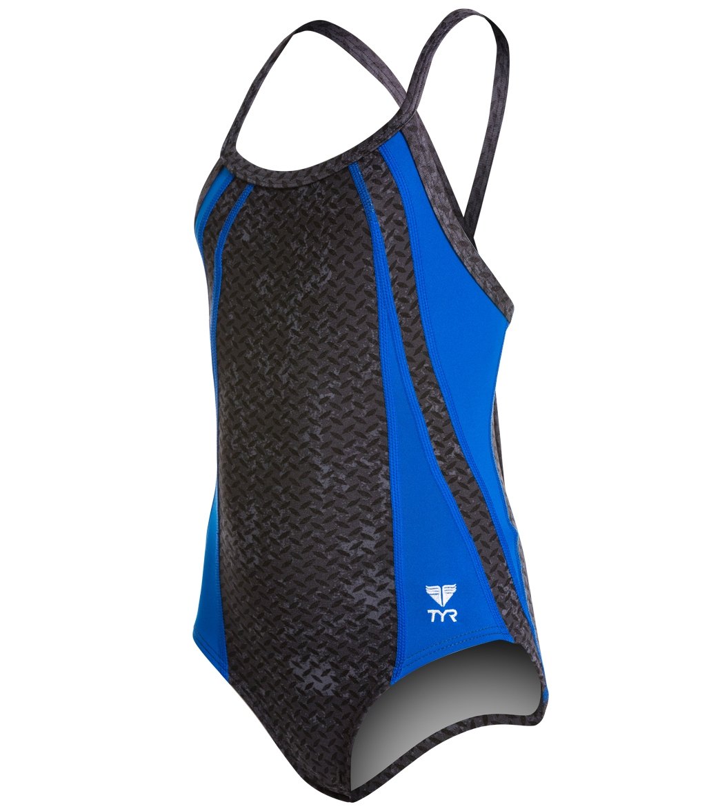 TYR Viper Youth Diamondfit One Piece Swimsuit - Blue 22 Polyester/Spandex - Swimoutlet.com
