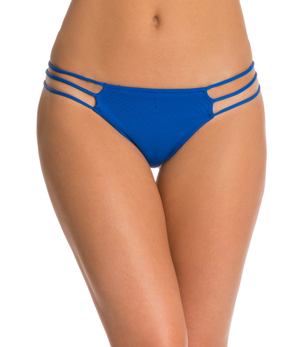 Indah Jani Solid Stitch Diamond Bikini Bottom - Blue X-Small Elastane/Polyamide - Swimoutlet.com