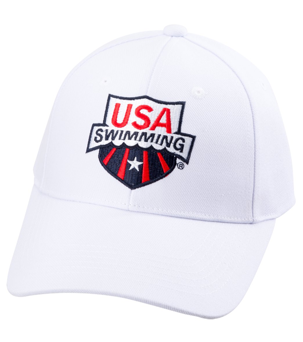 Usa Swimming Twill Cap - White Cotton - Swimoutlet.com