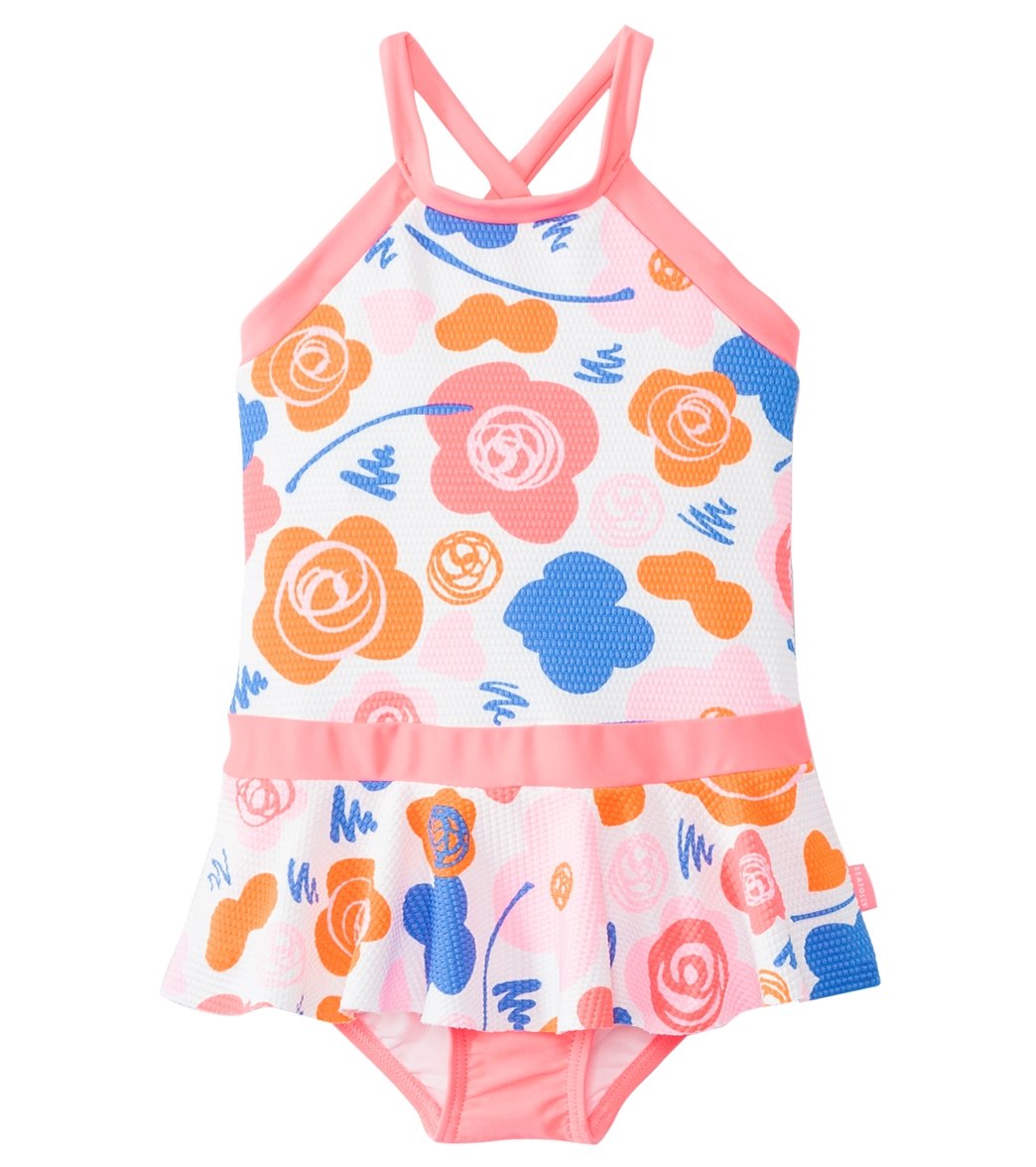 Seafolly Girls' Vintage Pop Skirted Tank One Piece Swimsuit 2Yrs-6Yrs - Multi 2T - Swimoutlet.com