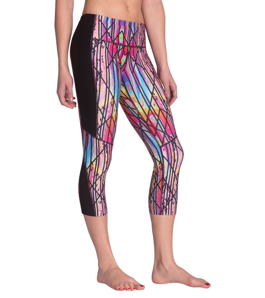 MPG Women's Vitalize Printed Capri Swim Tights at Free