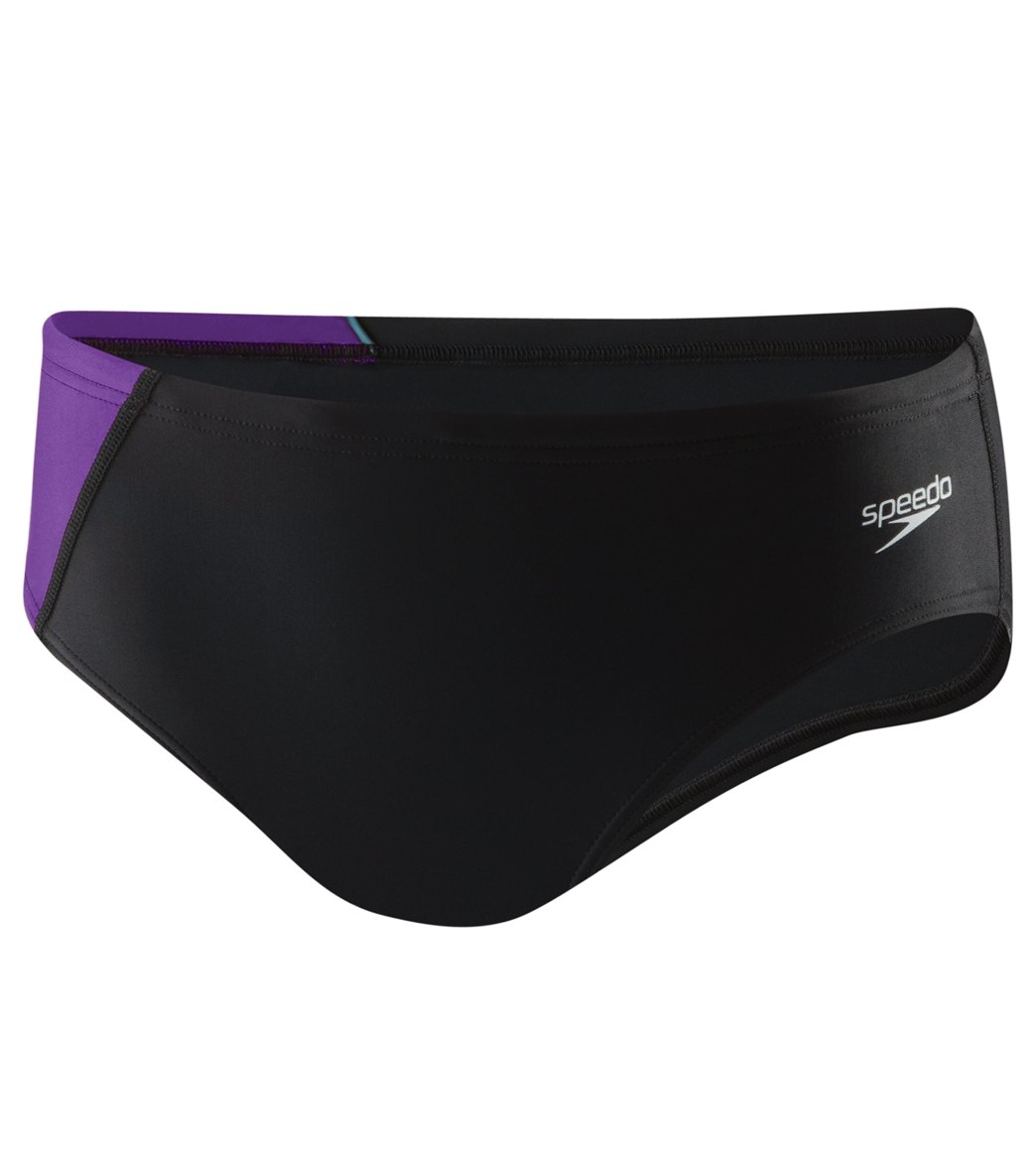 Speedo Powerflex Eco Youth Revolve Splice Brief Swimsuit - Purple 22 Nylon/Xtra/Life/Lycra® - Swimoutlet.com