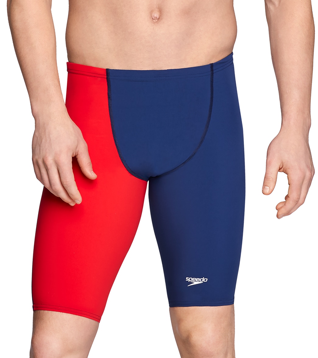 Speedo Men's Lzr Racer Pro Jammer With Contrast Leg Tech Suit Swimsuit - Red/White/Blue 24 Lycra®/Nylon - Swimoutlet.com