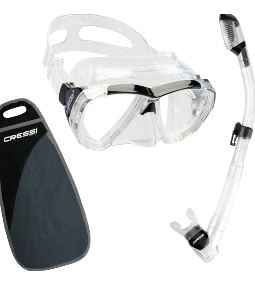 Cressi Scuba Big Eyes Mask & Dry Snorkel Set - Clear Rubber/Silicone - Swimoutlet.com