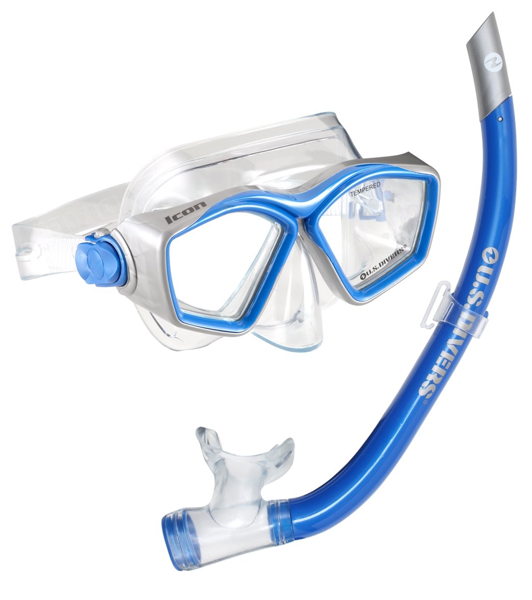 U.s. Divers Icon Mask And Airent Snorkel Set - Blue Plastic/Rubber/Silicone - Swimoutlet.com