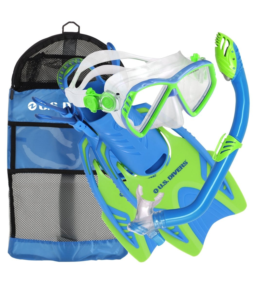 U.S. Divers Jr. Regal Mask, Laguna Snorkel,Trigger Fins Set with Gear
