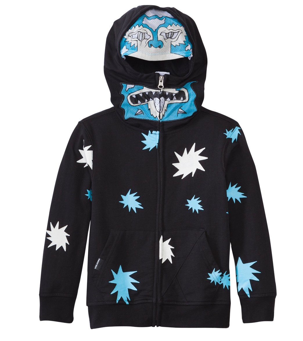 Volcom Boys' Glow In The Dark Full Zip Hoodie Sweater 2T-6Yrs - Black 2T Cotton/Polyester - Swimoutlet.com