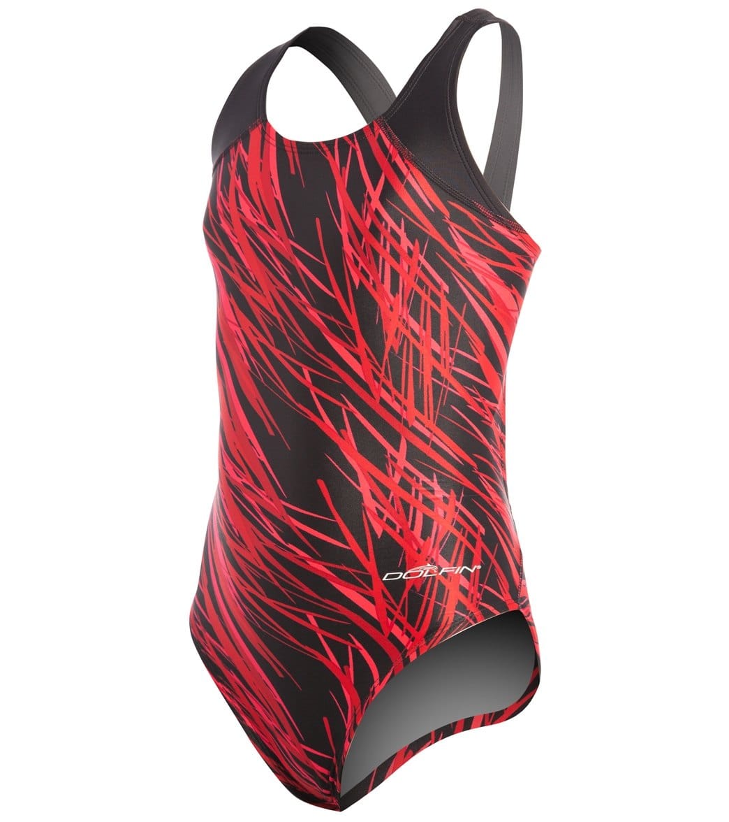 Dolfin Stormy Youth Hp Back One Piece Swimsuit - Red 22 - Swimoutlet.com
