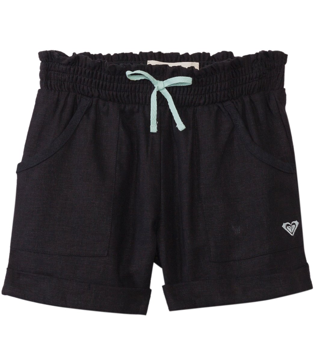 Roxy Girls' Beach Comber Linen Shorts 6 -24 Months - True Black 12-18 Months - Swimoutlet.com
