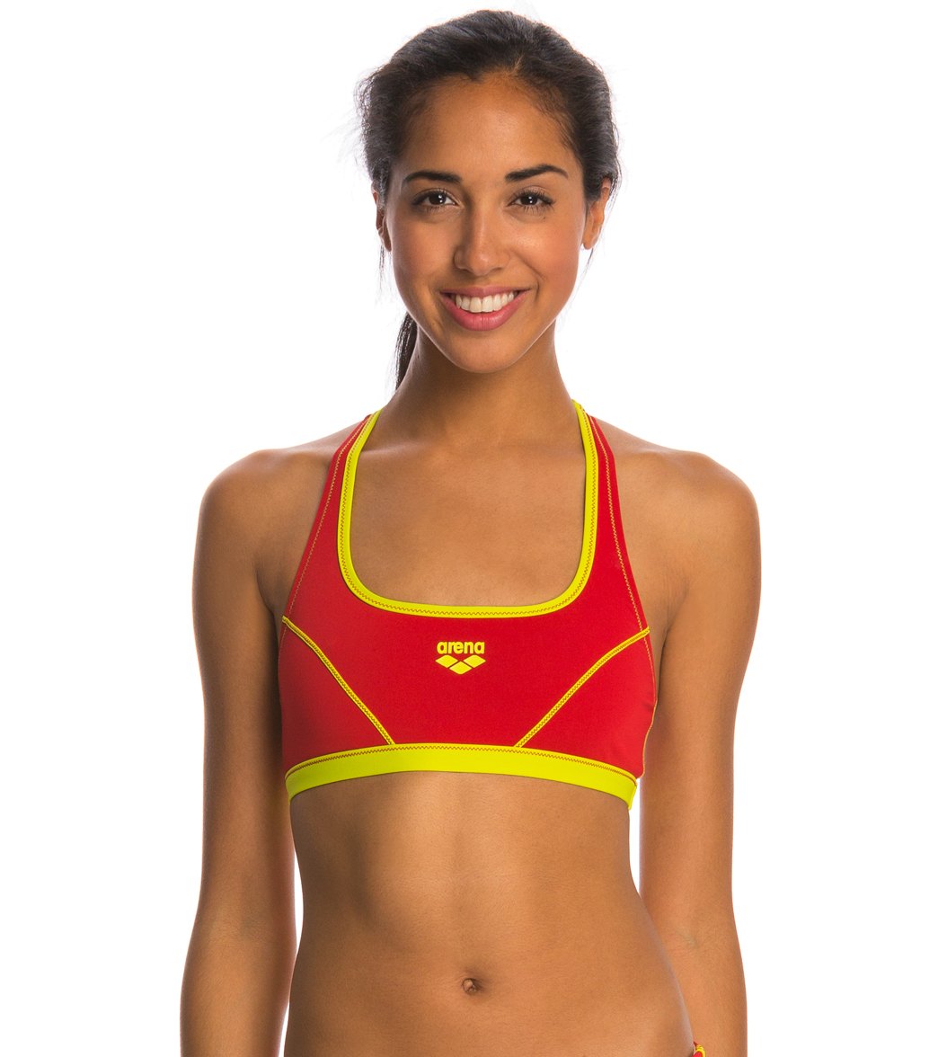Arena Women's Sports Racer Back Top - Red/Soft Green 26 Polyester/Pbt - Swimoutlet.com