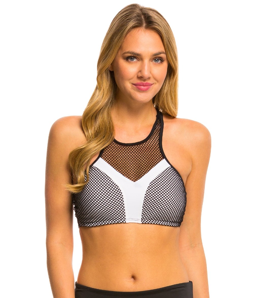 Oakley Women's Sport Mesh Racerback High Neck Sports Bra Bikini Top at