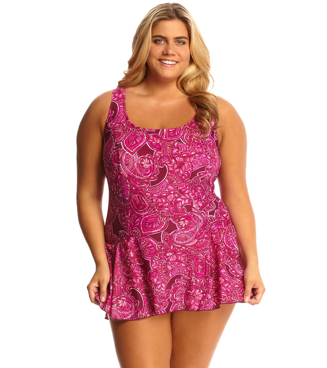 Maxine Plus Size Casa Blanca Princess Seam Swimdress at SwimOutlet.com ...