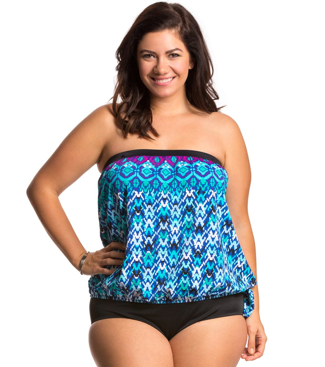 plus size blouson swimsuit tops