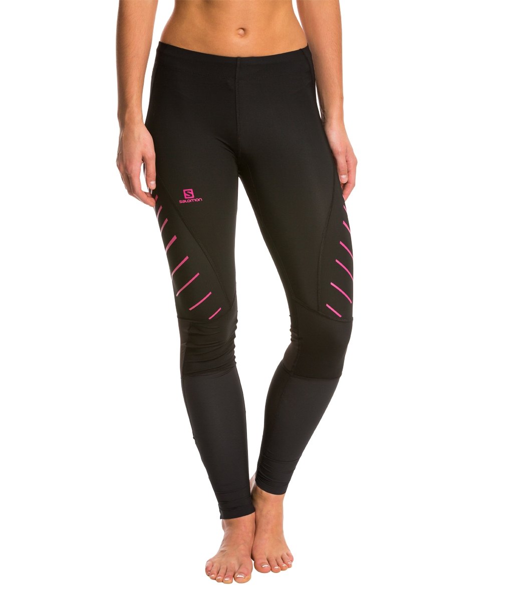 Salomon Women's Endurance Tight - Black/Hot Pink Xl - Swimoutlet.com