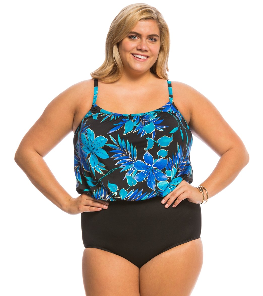 Longitude Plus Size Samurai Blouson One Piece Swimsuit At Swimoutlet