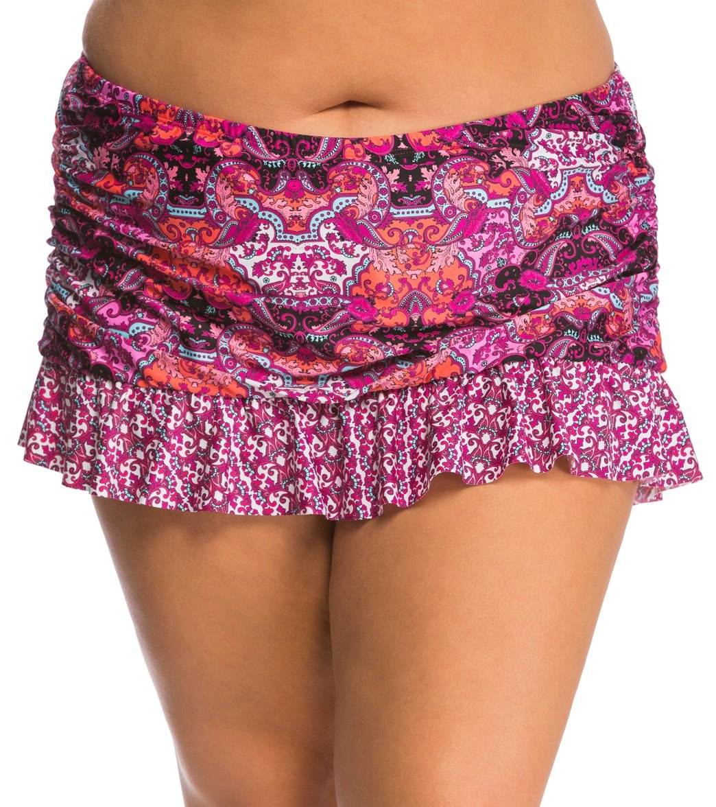 Kenneth Cole Plus Size Scarfs On Deck Rouched Swim Skirt At Swimoutlet