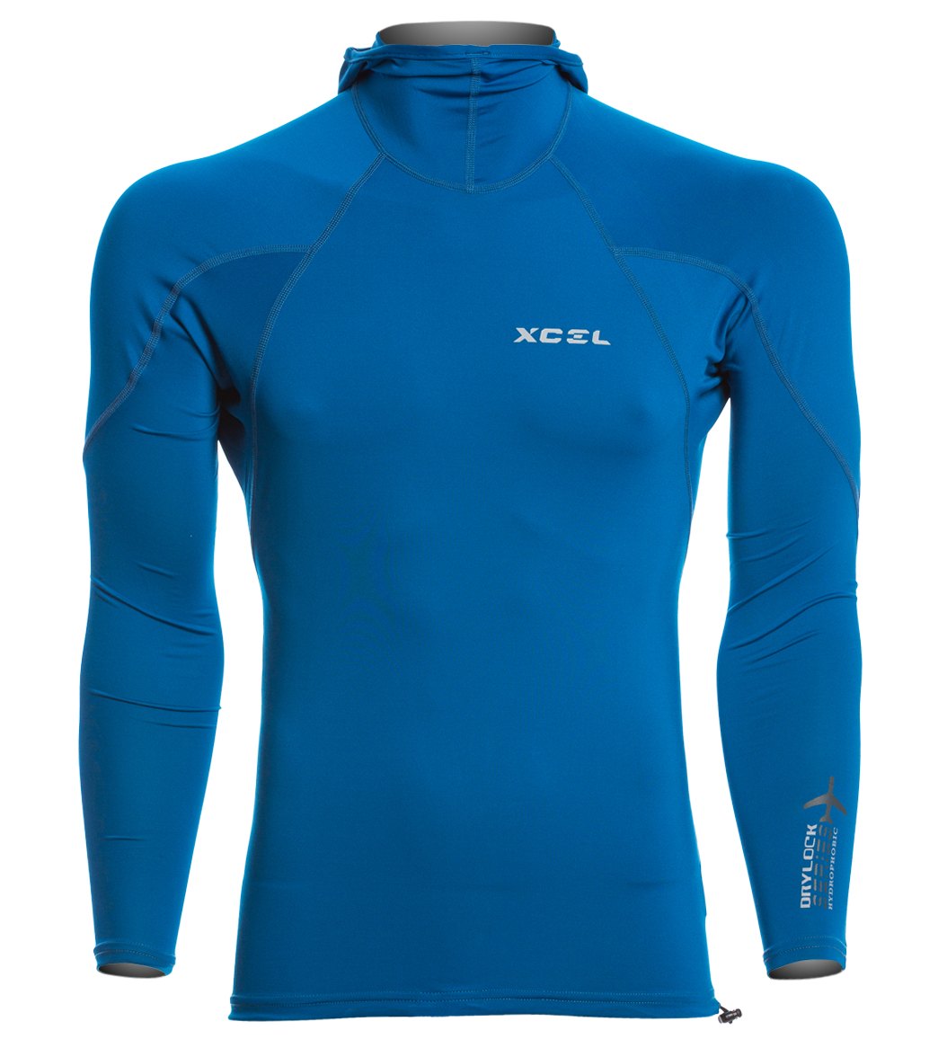 Xcel Men's Drylock Hydrophobic Long Sleeve Pullover Hooded Rashguard at