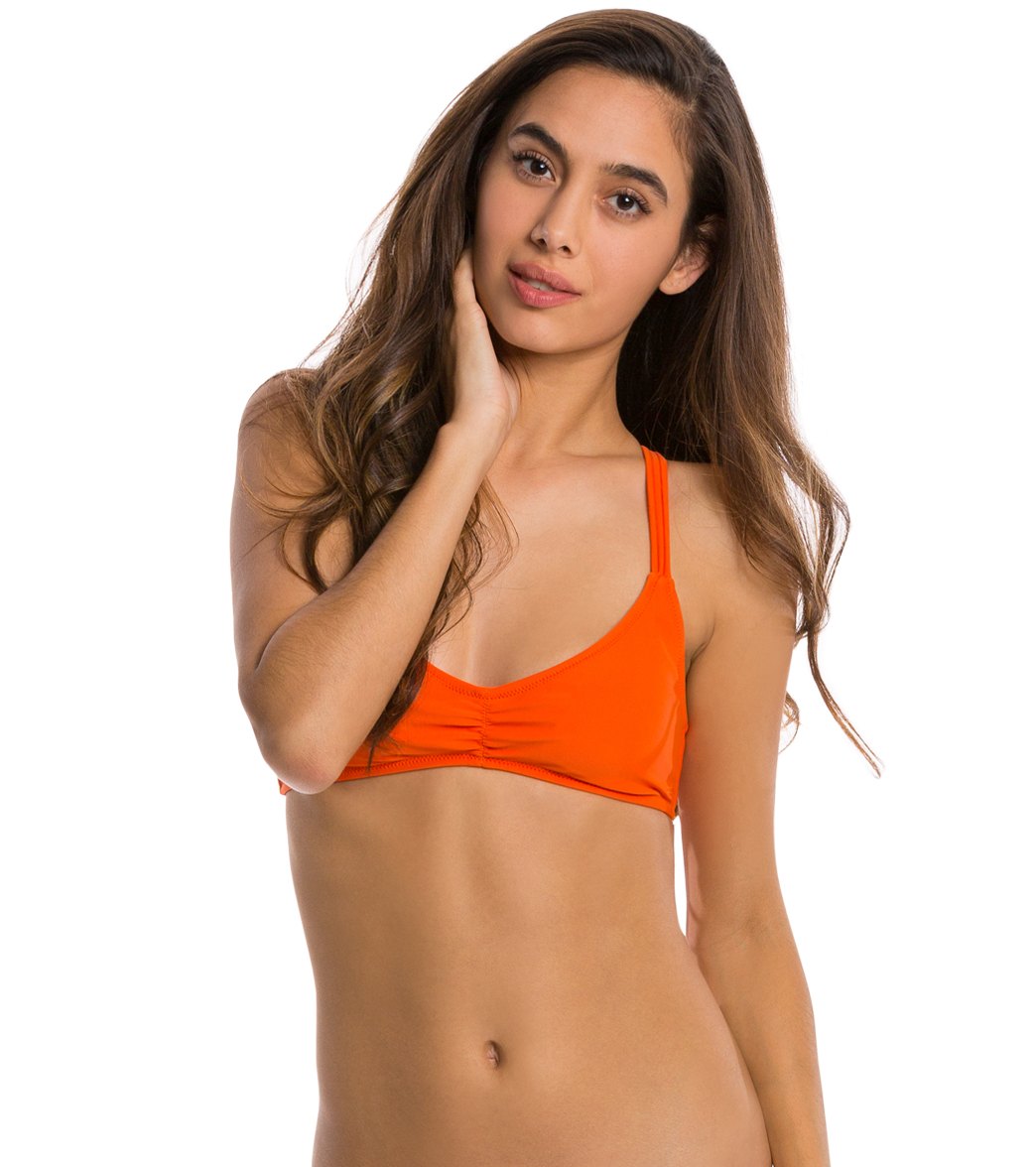 Volcom Swimwear Simply Solid V Neck Bikini Top - Fire Red X-Small - Swimoutlet.com