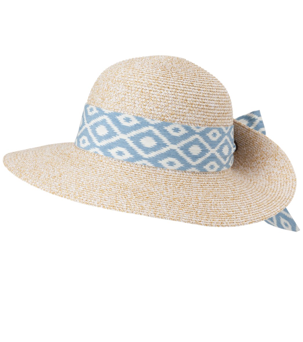 Sun N Sand Women's Paper Braid Blue Stone Hat - Off White Cotton - Swimoutlet.com