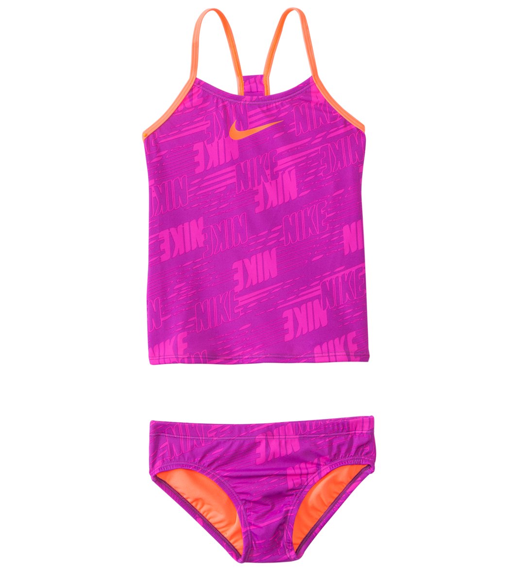 Nike Swimwear Girls' Nike Print Raceback Tankini Two Piece Swimsuit ...