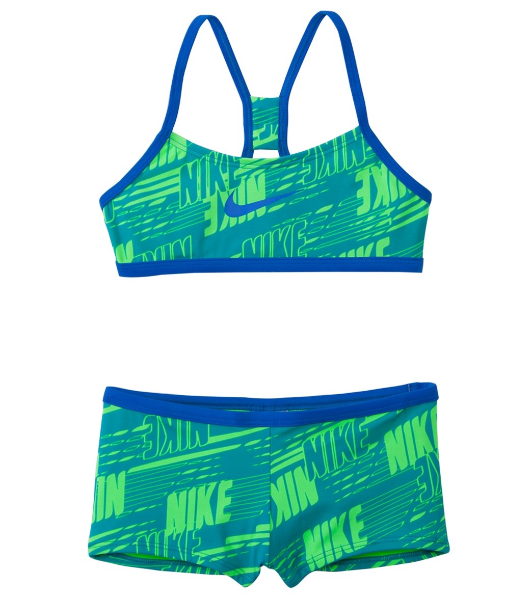 Nike Swimwear Girls’ Nike Print Racerback Two Piece Swimsuit (7yrs ...