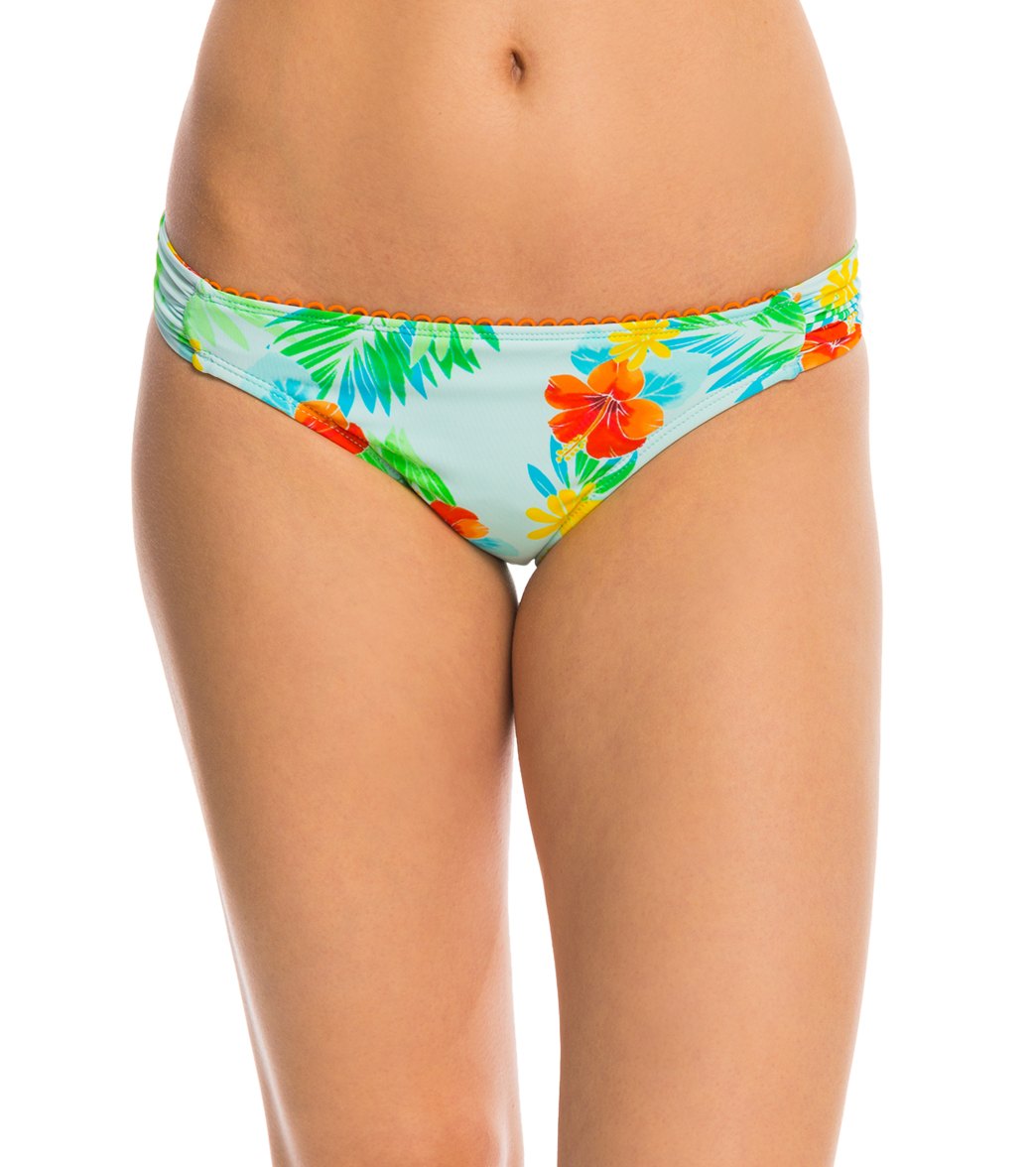 Hobie Tropical Locales Sash Side Hipster Bikini Bottom - Ice Blue X-Small Polyester - Swimoutlet.com