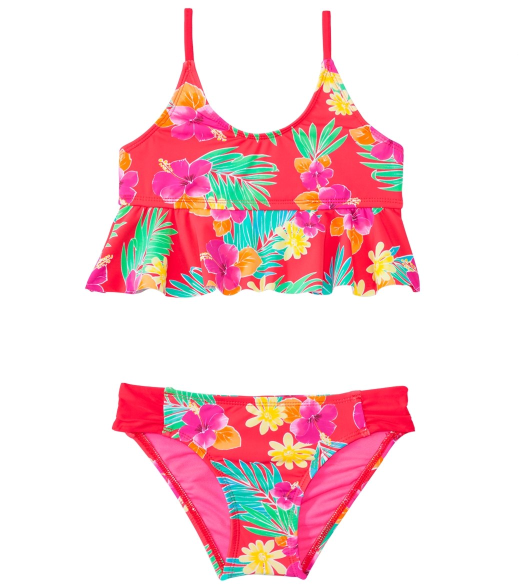 Hobie Girls' Swimwear Tropical Locales Hanky Bralette Bikini Set (7yrs ...