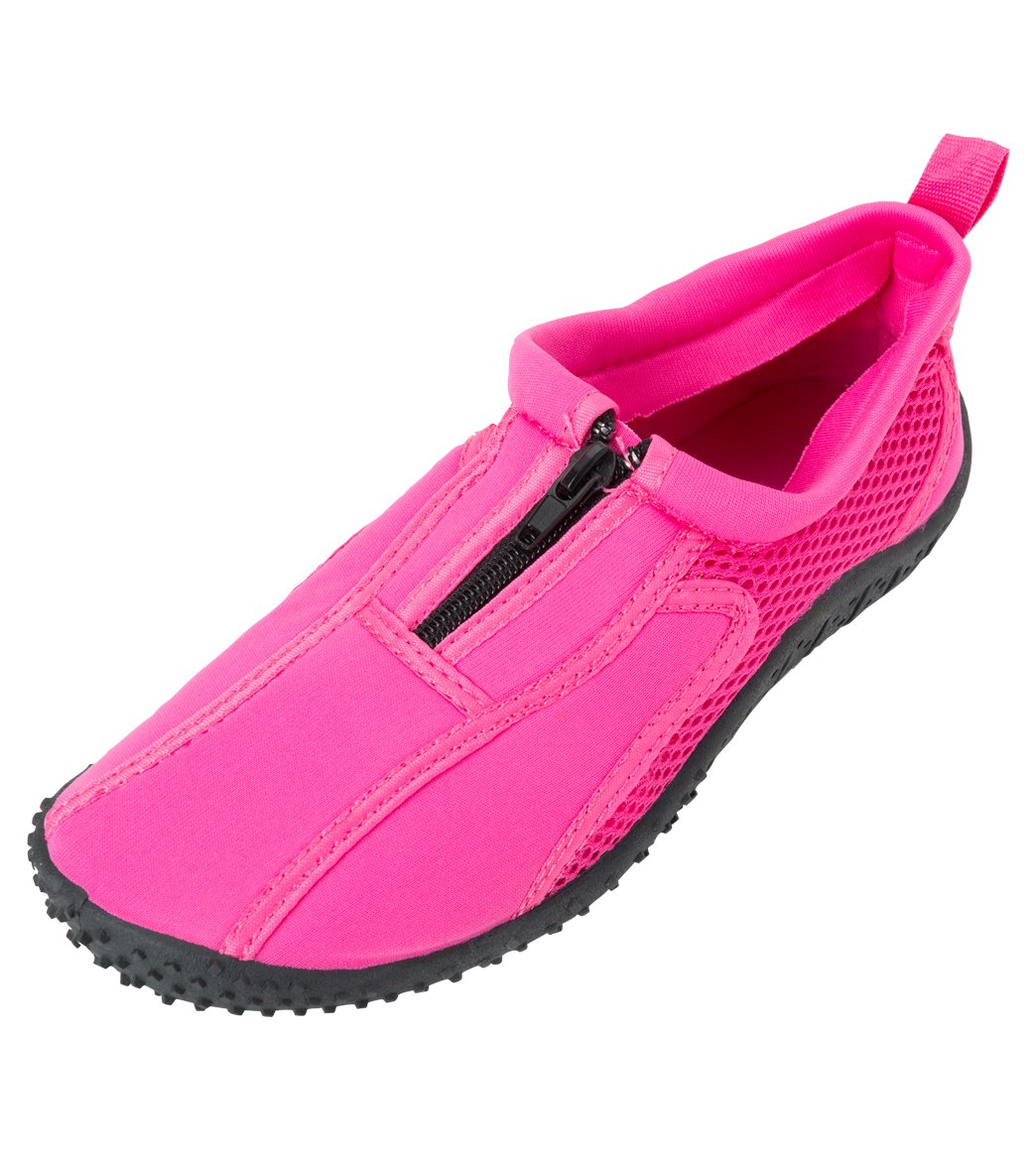 Rockin Footwear Women's Aqua Neon Zipper Water Shoes at SwimOutlet.com