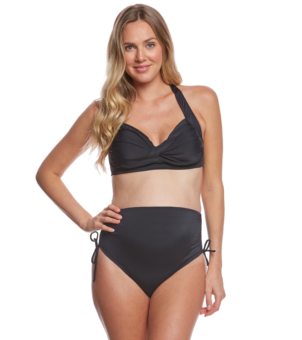 Prego Maternity Swimwear Solid Bombshell Bikini Set - Black Large - Swimoutlet.com