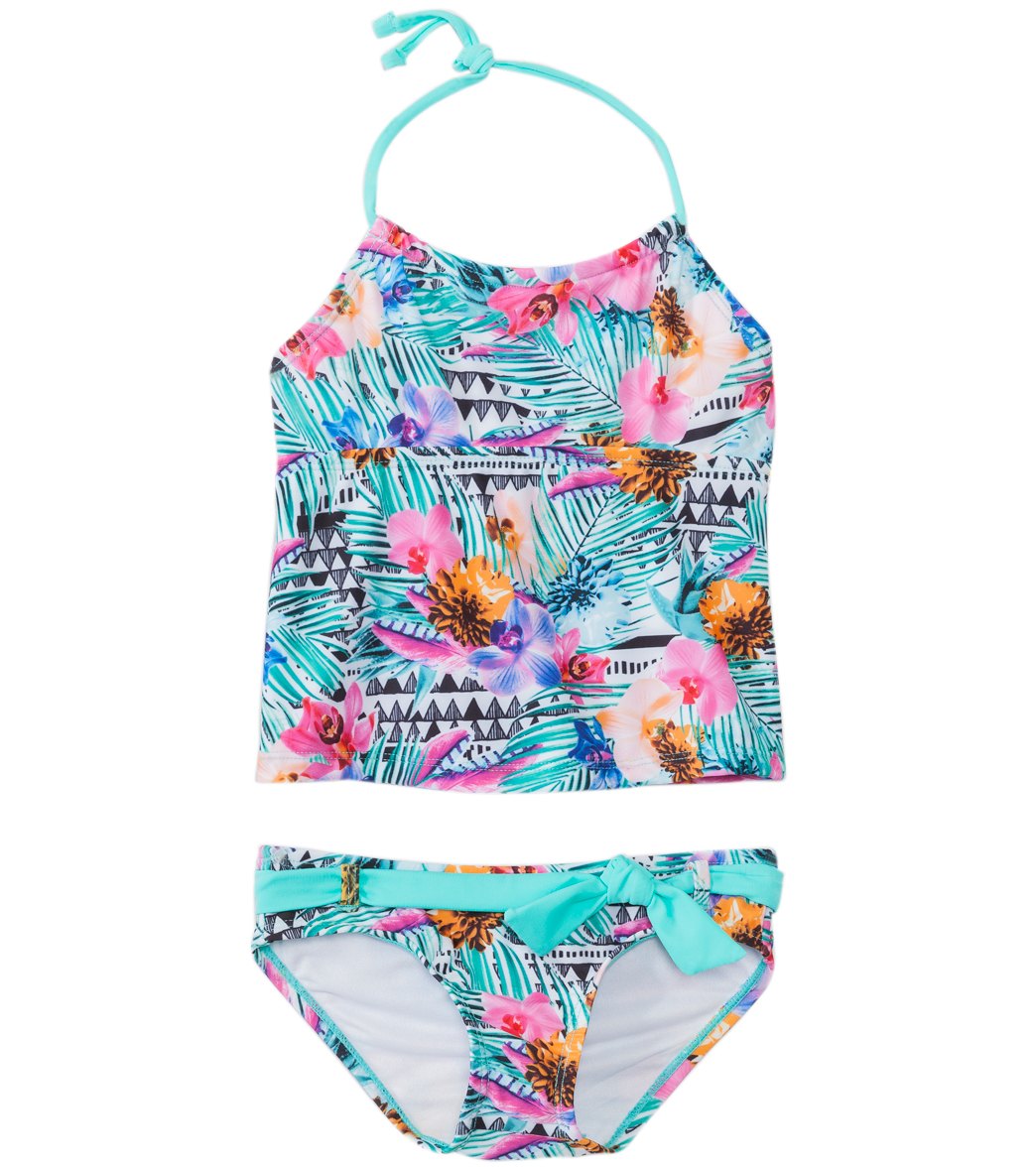 Raisins Girls' I Heart Rio High Neck Tankini Two Piece Bikini Set (4yrs ...