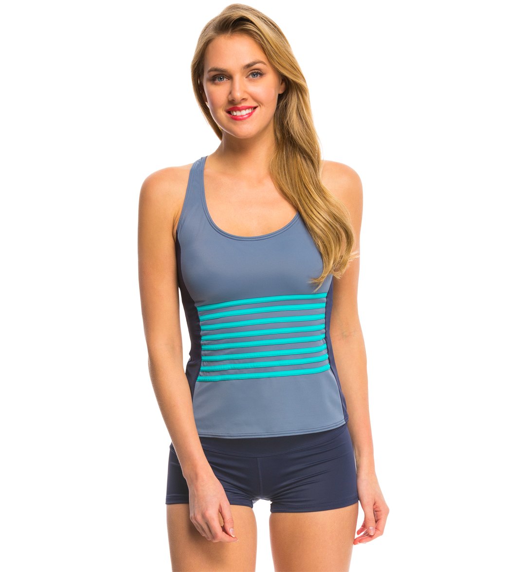 DKNY A Lister Racerback Tankini Top at SwimOutlet.com - Free Shipping