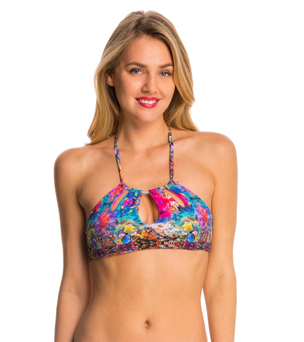 Peixoto Swimwear Coral Reef Tamarin High Neck Bikini Top at SwimOutlet